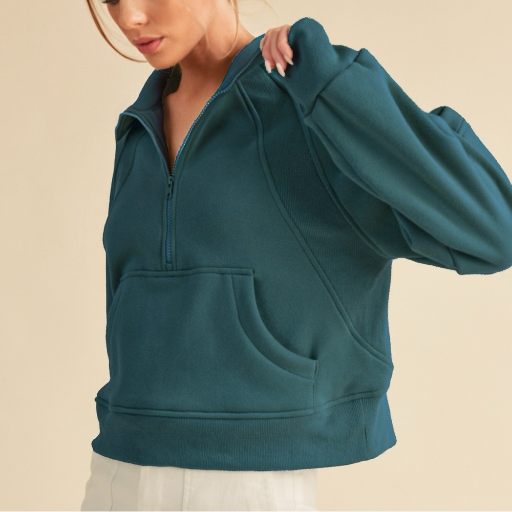 NWT Half Zip Teal Sweatshirt